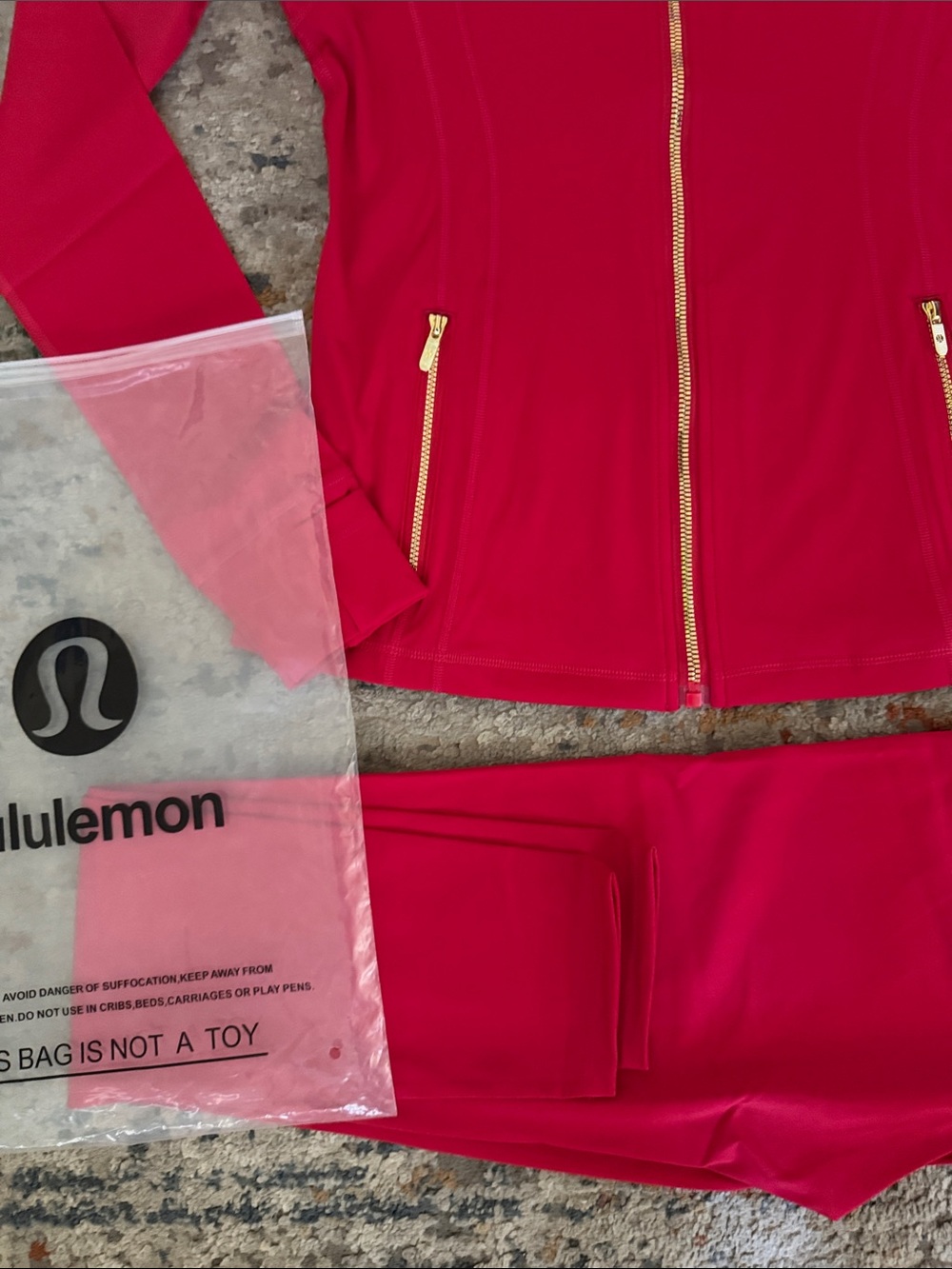 Lululemon Red  Full-Zip Jacket & Leggings Set size 10 - Picture 3 of 11